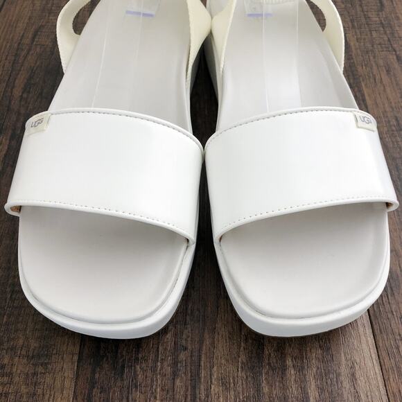 UGG Platform Sandal Ankle Wrap Square Toe Chunky Strappy Lennox Size 11 White - Picture 4 of 13